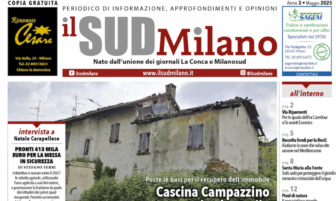 Prima pagina ritagliata il SUD Milano maggio '25