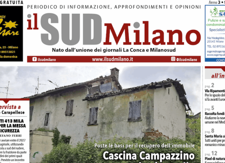 Prima pagina ritagliata il SUD Milano maggio '25