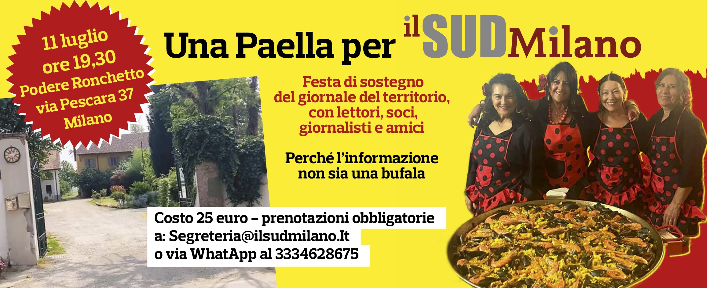 Banner serata 11/7 una Paella per il SUD Milano