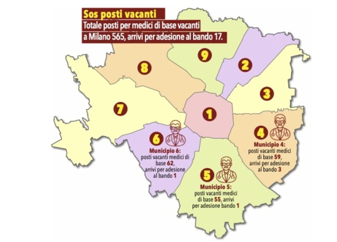 Mappa posti vacanti medici di medicina generale.
