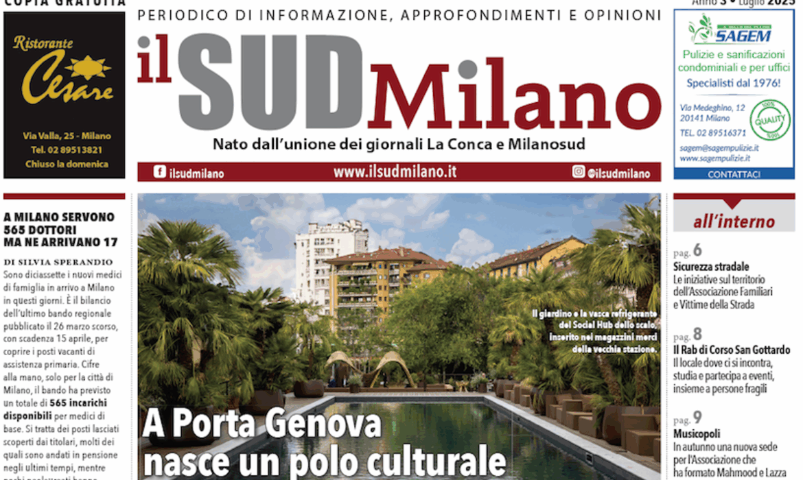 Prima pagina ritagliata il SUD MIilano luglio 2025